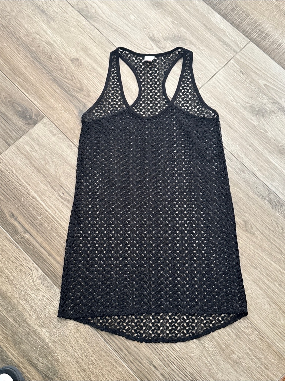 Xhilaration - Black Crochet Swim Cover-Up Tank